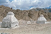 Ladakh - A large group of chortens close to Shey palace